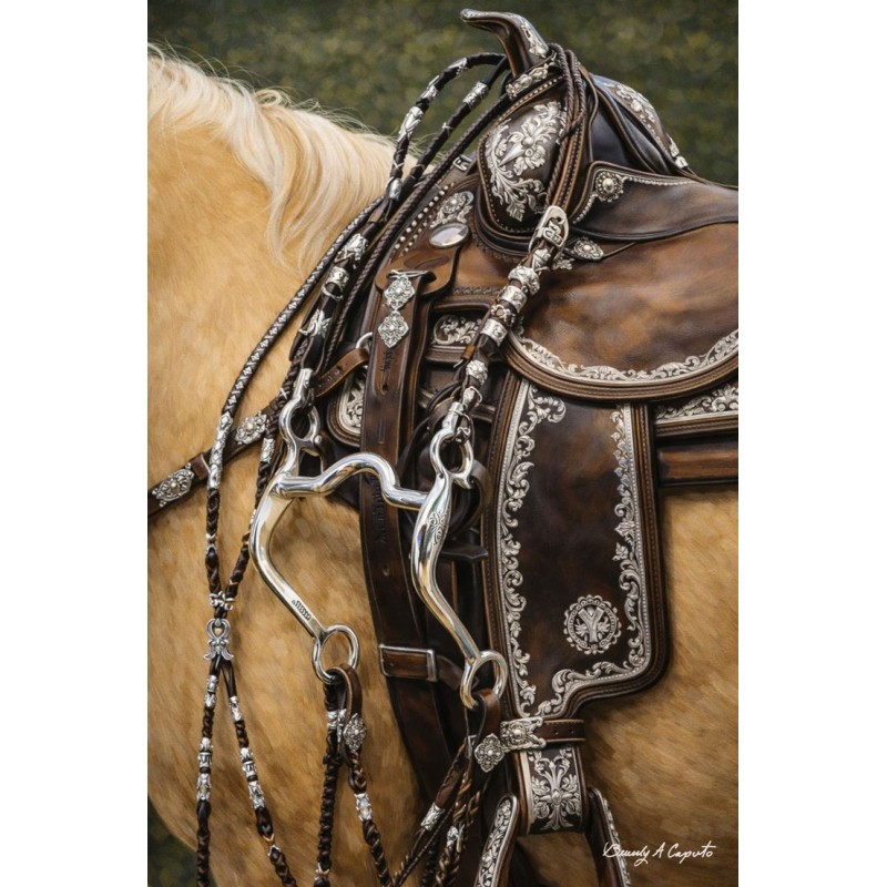 Selle de Show Western Marron Argent et son filet