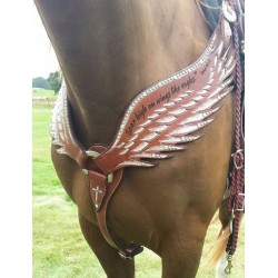 Collier de Chasse Western en Cuir avec Ailes Gravées